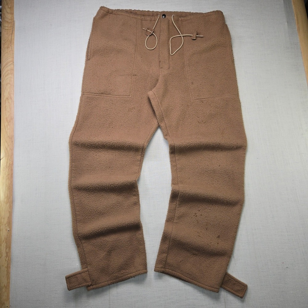 VTG‎ Remington Fleece Pants Medium Mens Brown Pile Hunting Adjustable Cuffs USA